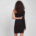 Black Solid One Shoulder Bodycon Mini Dress