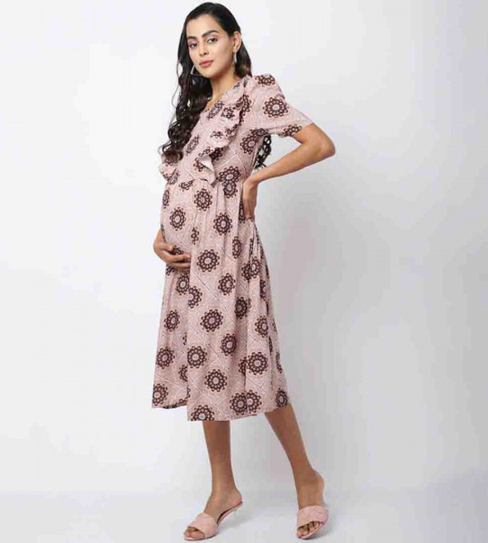 Ethnic Motifs Maternity Empire Midi Dress